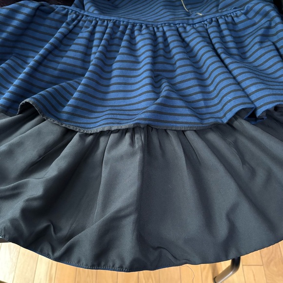Women's Kate Spade 3/4 Sleeve Striped Dress Black Blue Zipper Peplum Size 12 - Picture 15 of 16